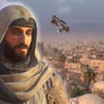 assassin s creed mirage basim in front of a leap of faith in harbiyah