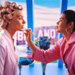 gloria does barbie s makeup in the barbie movie